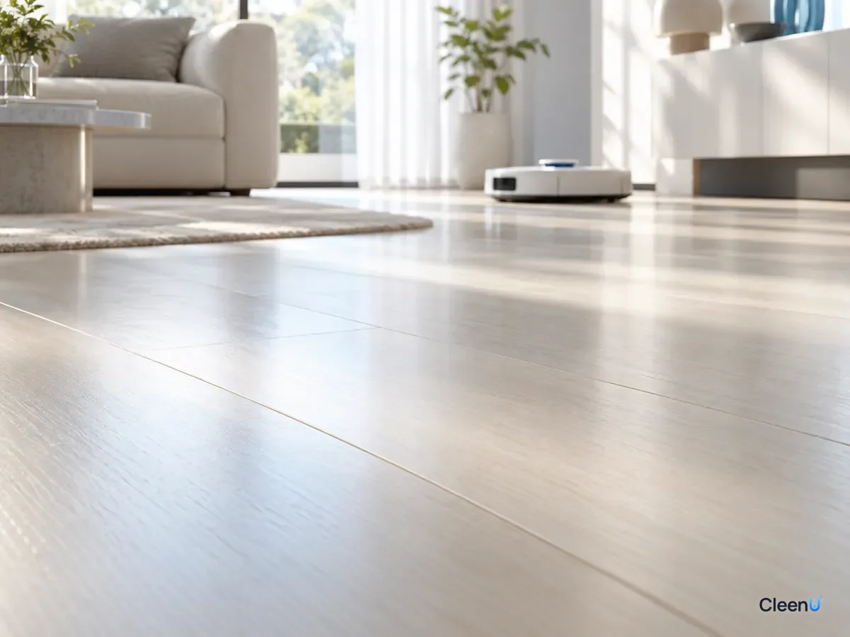AI illustration: A light floor after mopping, dry and free of streaks
