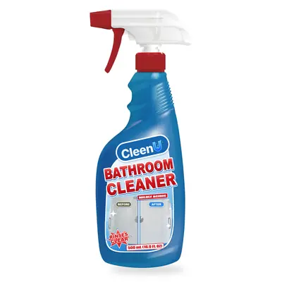 CleenU Bathroom Cleaner, 500 mL trigger spray bottle