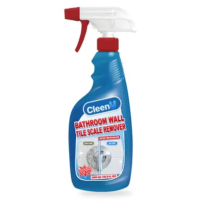CleenU Bathroom Wall Tile Scale Remover, 500 mL trigger spray bottle