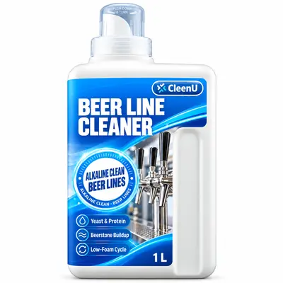 CleenU Beer Line Cleaner, 1 L concentrate bottle with child-resistant cap