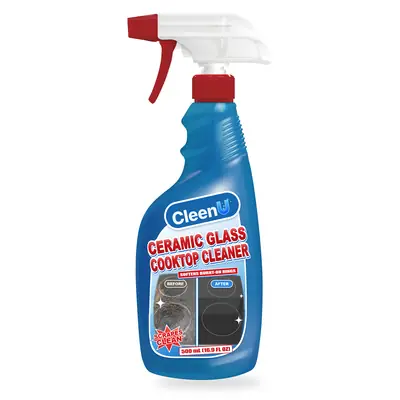 CleenU Ceramic Glass Cooktop Cleaner, 500 mL trigger spray bottle