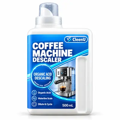 CleenU Coffee Machine Descaler, 500 mL bottle (diluted in the water tank)