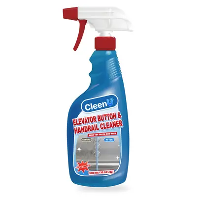 CleenU Elevator Button & Handrail Cleaner, 500 mL trigger sprayer