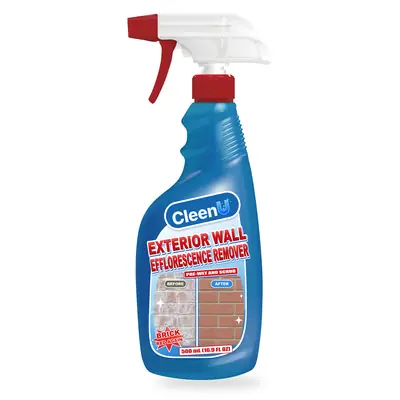 CleenU Exterior Wall Efflorescence Remover, 500 mL trigger spray bottle