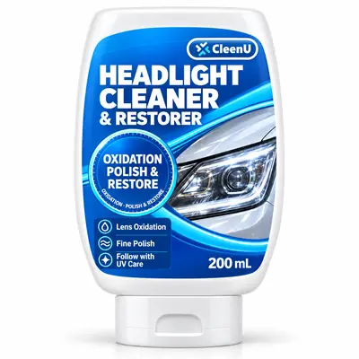 CleenU Headlight Cleaner & Restorer, 200 mL squeeze bottle
