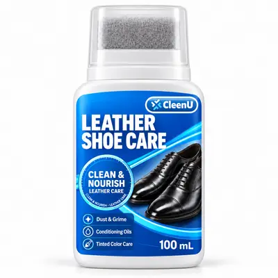 CleenU Leather Shoe Care 100 mL squeeze bottle with sponge