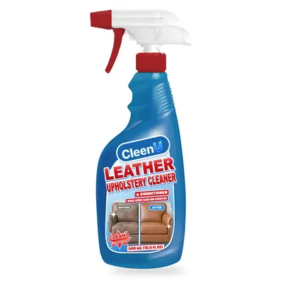 CleenU Leather Upholstery Cleaner & Conditioner, 500 mL trigger spray bottle