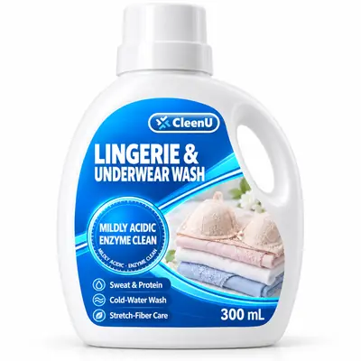 CleenU Lingerie & Underwear Wash 300 mL bottle with measuring cap