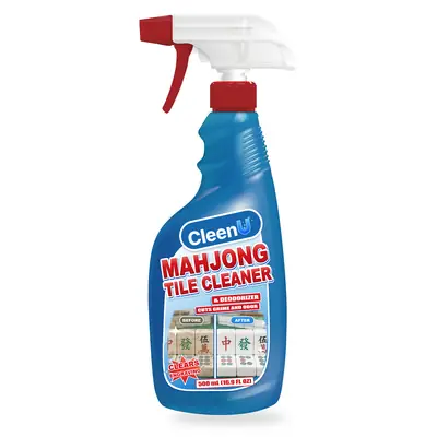 CleenU Mahjong Tile Cleaner & Deodorizer, 500 mL trigger spray bottle