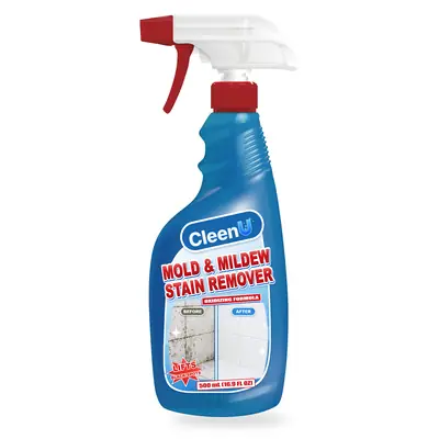 CleenU Mold & Mildew Stain Remover, 500 mL trigger spray bottle