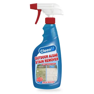 CleenU Outdoor Algae Stain Remover, 500 mL trigger spray bottle