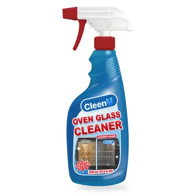 CleenU Oven Glass Cleaner, 500 mL trigger spray bottle