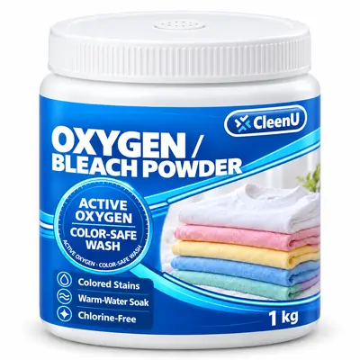 CleenU Oxygen Bleach Powder 1 kg tub with scoop