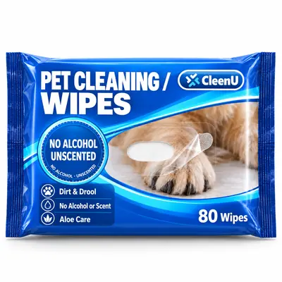 CleenU Pet Cleaning Wipes, 80-count resealable pack