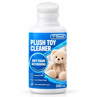 CleenU Plush Toy Cleaner, 300 mL foam pump bottle with soft brush