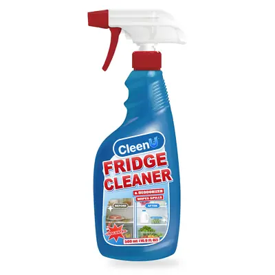CleenU Refrigerator Cleaner & Deodorizer, 500 mL trigger spray bottle