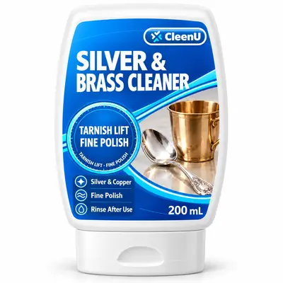 CleenU Silver & Brass Cleaner, 200 mL squeeze bottle