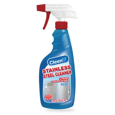 CleenU Stainless Steel Cleaner & Polish, 500 mL trigger spray bottle