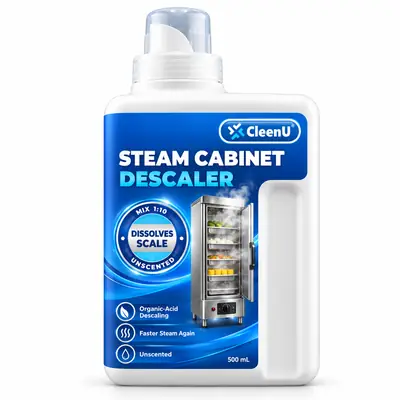 CleenU Steam Cabinet & Combi Oven Descaler, 1 L measuring-cap handle bottle