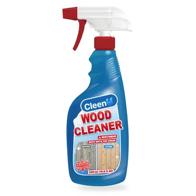 CleenU Wood Cleaner & Restorer, 500 mL trigger spray bottle