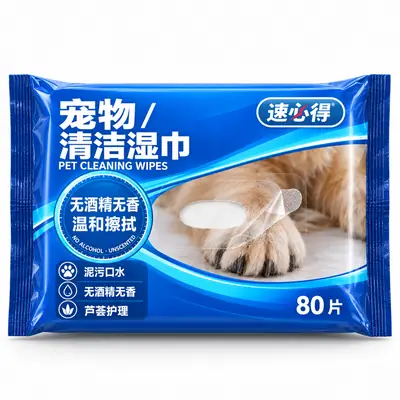 速必得宠物清洁湿巾 80 片抽取装产品图