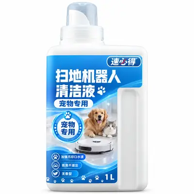 速必得扫地机器人清洁液（宠物家庭款） 1 L 浓缩装（配量杯盖，每次 10–20 mL，约 50–100 次用量）产品图